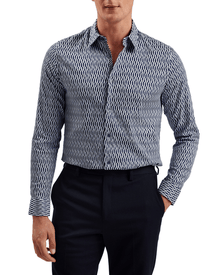 Men | Frestin Long Sleeve Retro Stripe Geo Sh | Navy