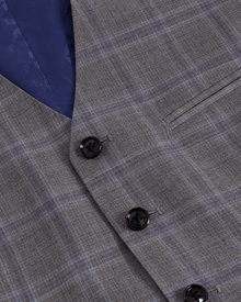Men | Check Wool Suit Waistcoat | Light Pastel Grey