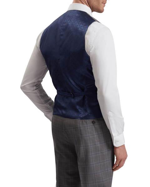 Men | Check Wool Suit Waistcoat | Light Pastel Grey