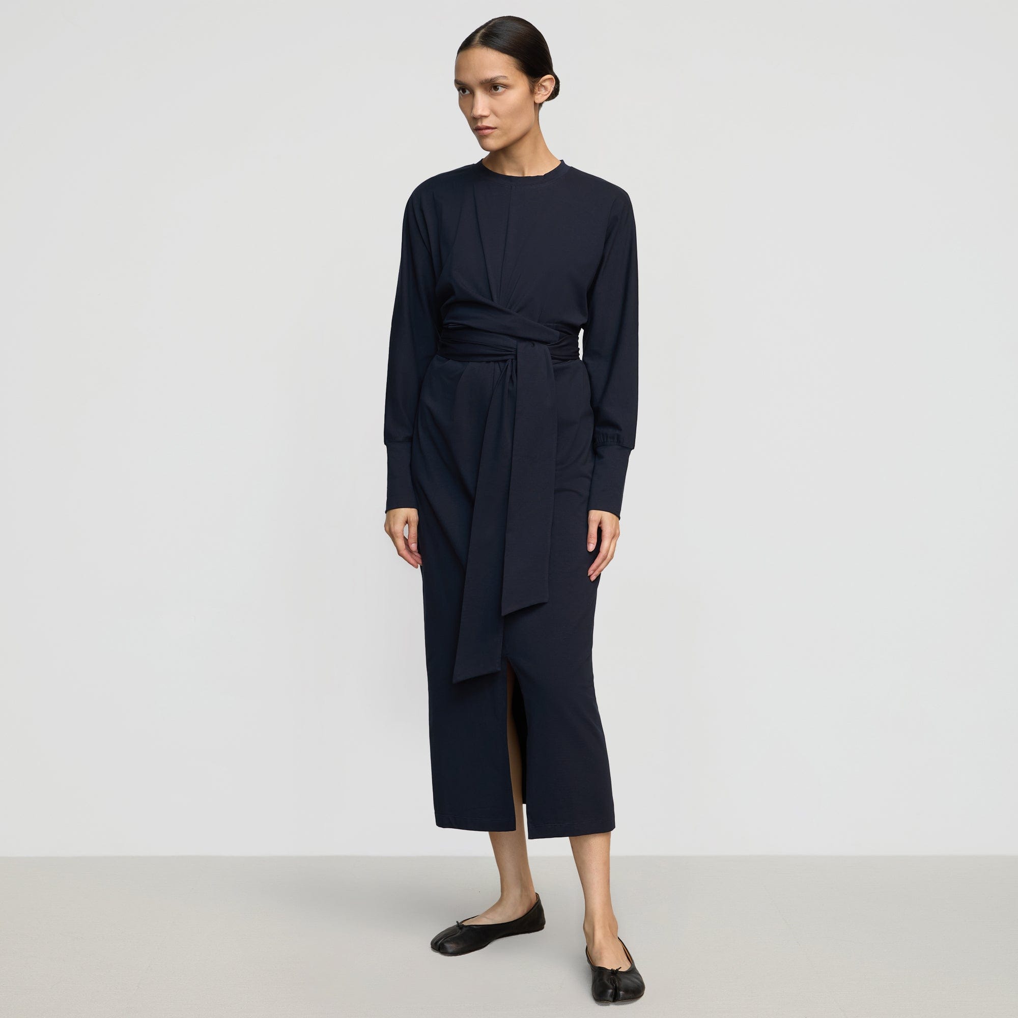 Wei Tie-Front Organic Cotton Dress | Navy