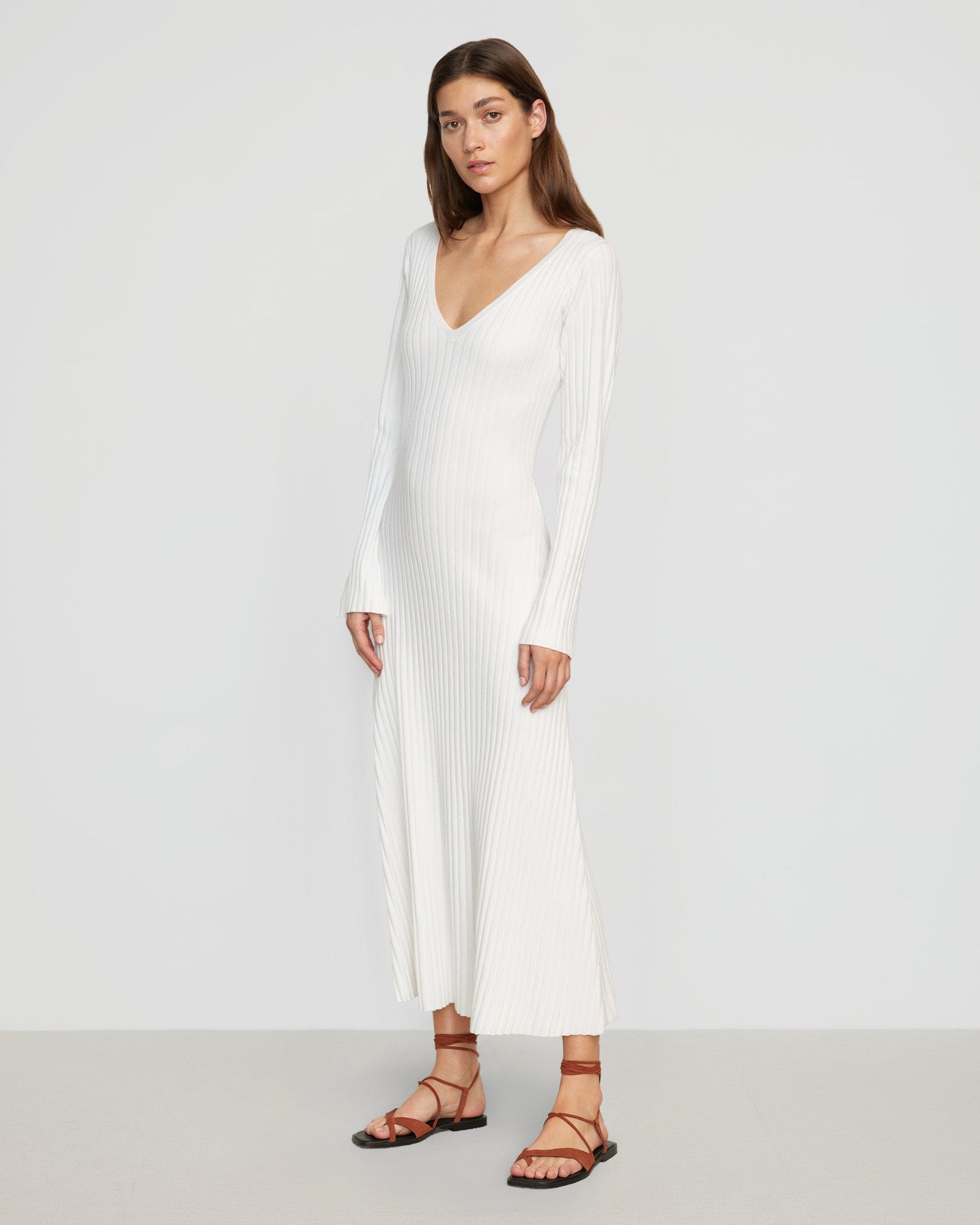 Renee | Wesley Ribbed V-Neck Sweater Dress in Size Small