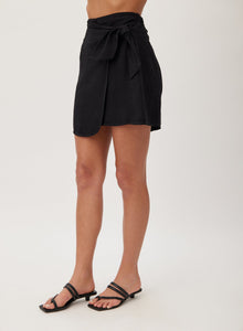 Wrap Sarong Mini Skirt | Black