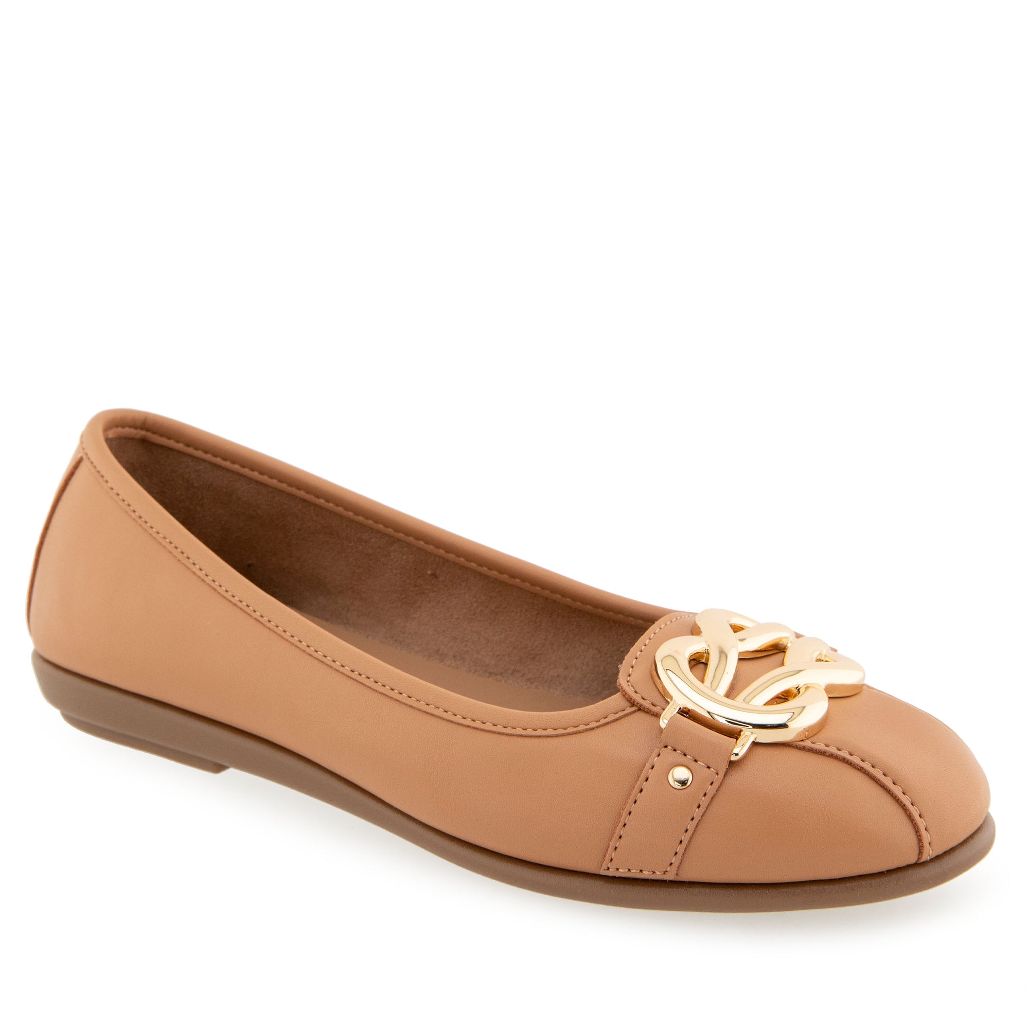Big-Bet Casual Flat | Natural Faux Calf