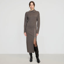 Yara Zipper Sweater Dress | Heather Brown