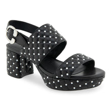Camera Crystal Sandal Platform | Black Quilted Leather