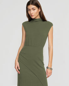 Renee | Yimei Mock-Neck Side-Slit Dress in Size Small