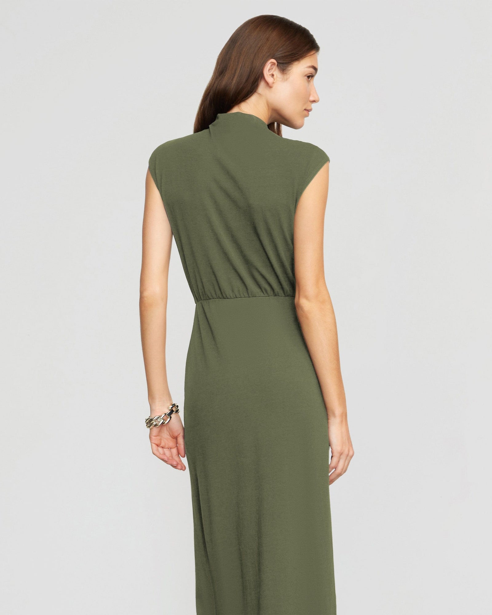 Renee | Yimei Mock-Neck Side-Slit Dress in Size Small