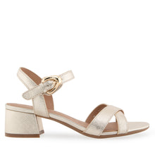 Cinzia Sandal Block Heel | Soft Gold Faux Saffiano
